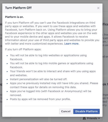 How to opt out of Facebooks Platform data sharing