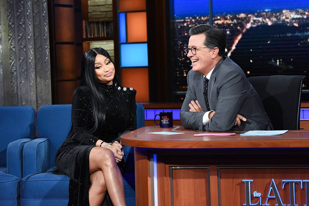 Flirty Nicki Minaj Makes Stephen Colbert Forget Hes Married