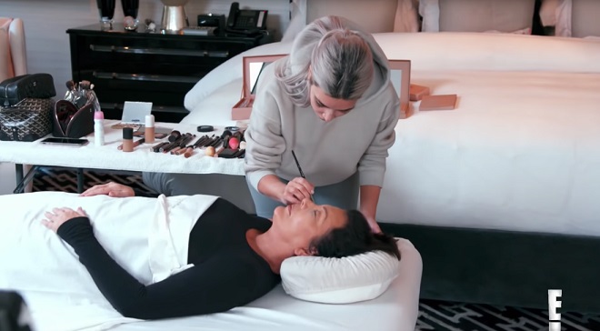 Watch Kim Kardashian Practice Doing Mortician Makeup on Mom Kris Jenner