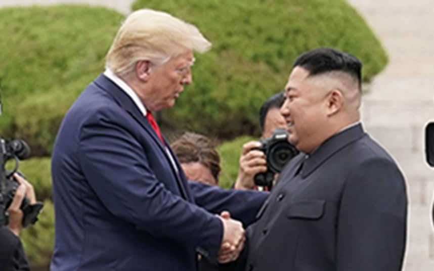 Donald Trump shares handshake with Kim Jong-un at DMZ, becoming first sitting US president to enter North Korea