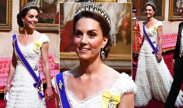 Kate Middleton attends Donald Trump state banquet in white lace dress