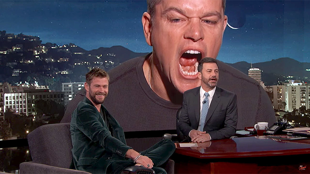 Matt Damon Interrupts Chris Hemsworths Interview with Jimmy Kimmel