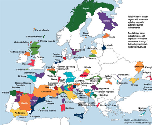 Catalonia is NOT alone: Mapped - the other European regions desperate for independence
