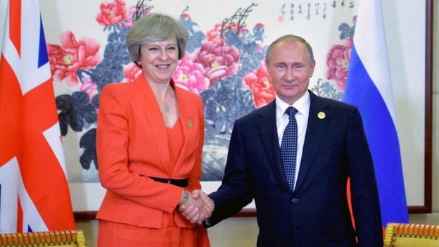 Theresa May accuses Vladimir Putin of election meddling
