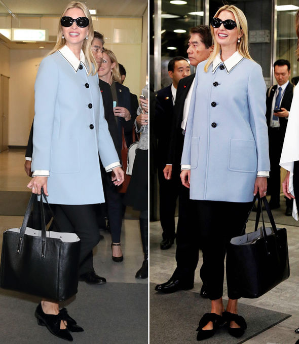 Ivanka Trump channels Melania’s Jackie Kennedy style in prim baby blue coat
