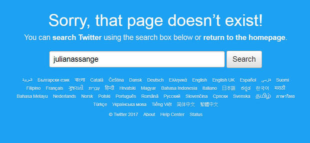 Julian Assanges official Twitter account not appearing