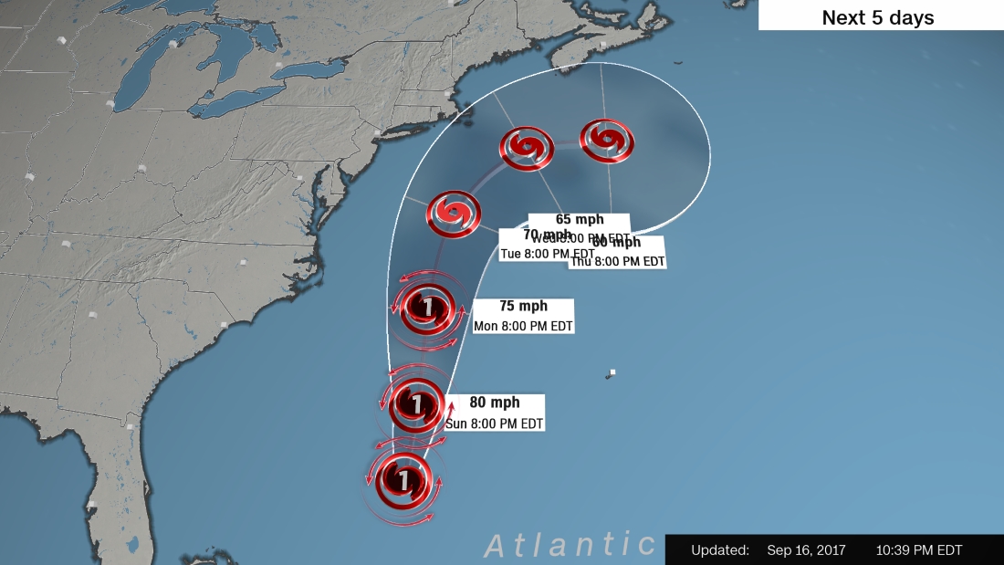 Hurricane Jose looms off the US East Coast