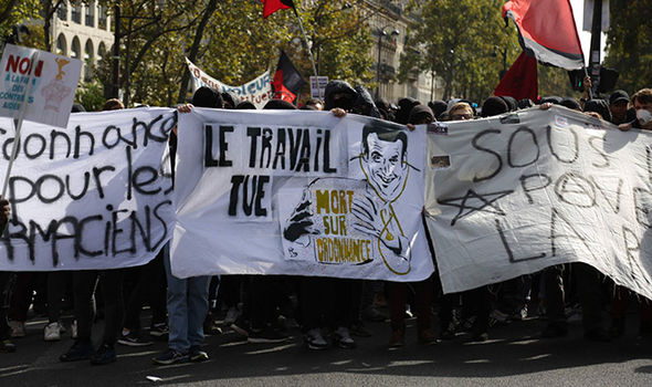 MACRON BACKLASH: Angry scenes as thousands march in Paris against presidents reforms
