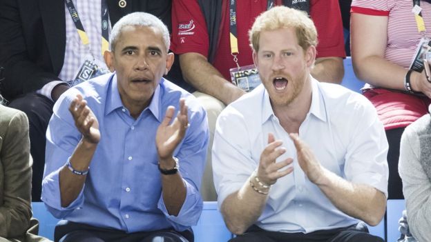 Barack Obama joins Prince Harry for Invictus surprise