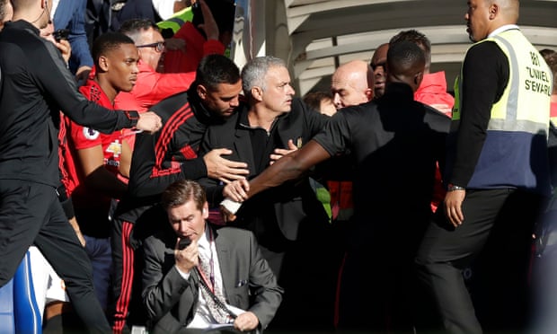 Chelsea’s late leveller against Manchester United sparks touchline chaos around Mourinho