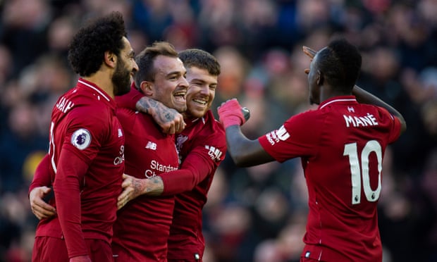 Sadio Mané scores twice as Liverpool ease past Cardiff on way to top