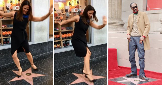Jennifer Garner is too cute as she copies Snoop Doggs dance on Hollywood Walk of Fame