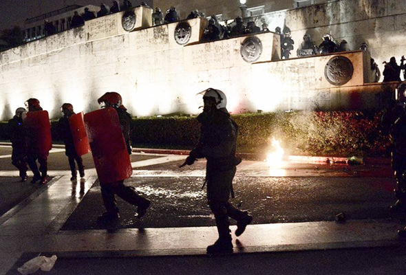 BREAKING: Athens in chaos - Police fire TEAR GAS as protestors hurl petrol bombs