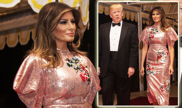 Donald Trump’s wife Melania stuns in a gown worth £3,000 at New Year’s Eve party