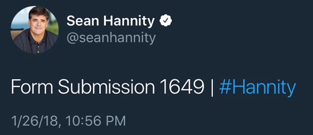 Sean Hannity's Twitter account is deactivated