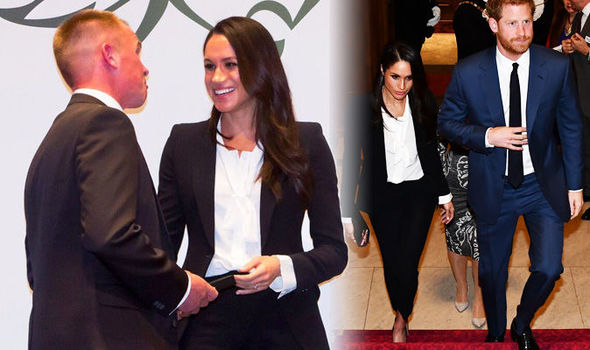 Meghan Markle and Prince Harry suit up for first black tie engagement together