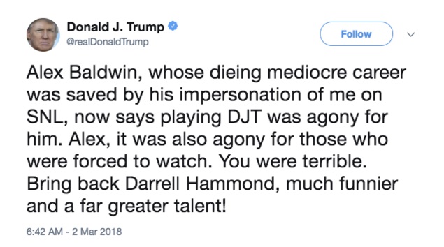 President Trump Has a Message for ‘Alex’ Baldwin About His SNL Impression