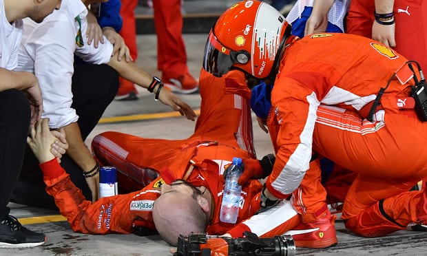 Sebastian Vettel wins in Bahrain after Kimi Raikkonen runs over mechanic