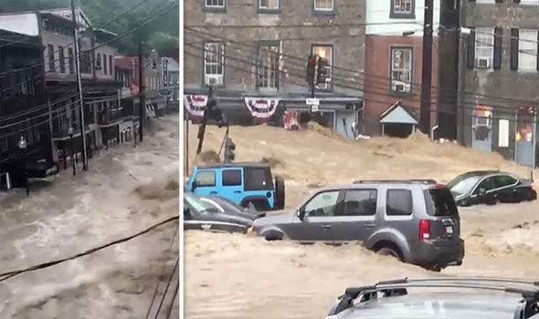 CATASTROPHIC flash flood in Ellicott City Maryland as state of EMERGENCY declared