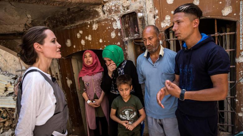 Angelina Jolie visits war-torn Mosul one year after its liberation from ISIS