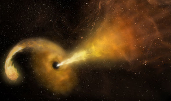 SHOCKING images of MONSTER black hole’s super powerful jet ripping a star apart
