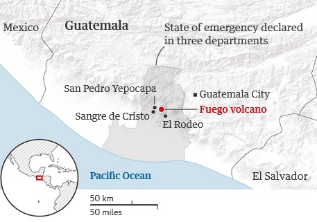 Guatemala volcano: at least 62 killed and 300 injured after Fuego erupts