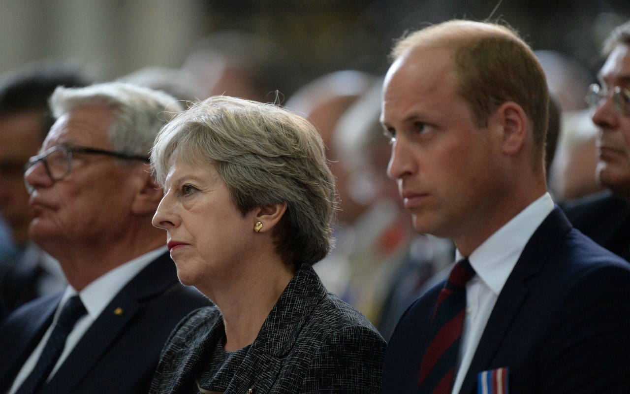 Prince William and Theresa May join ex-soldiers to celebrate Battle of Amiens which signalled beginning of end of WW1