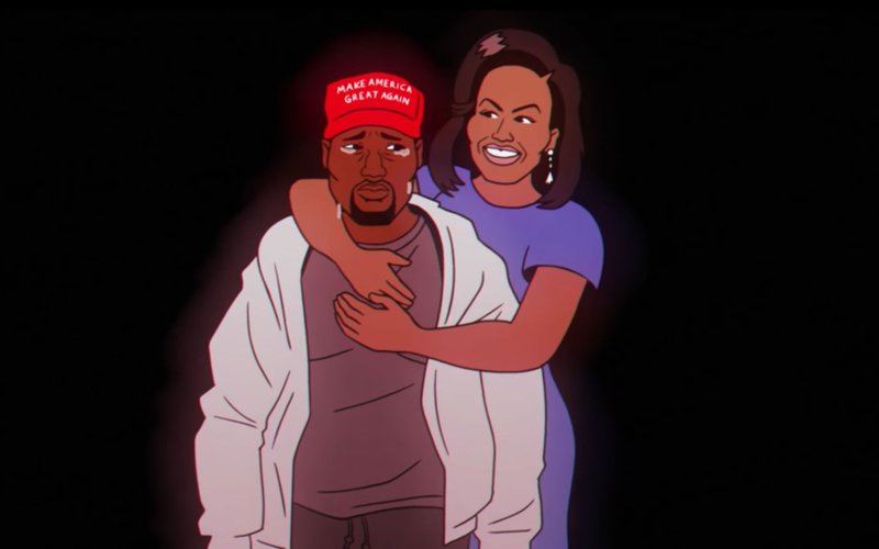Michelle Obama Hugs a Crying Kanye West in Childish Gambinos New Animated Music Video