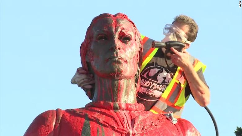 Christopher Columbus statues vandalized in California and Rhode Island