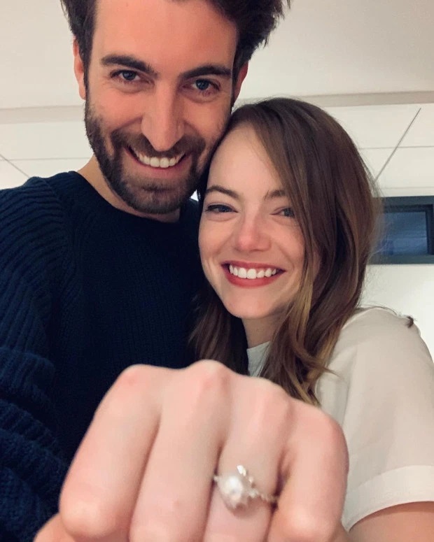 SHINY STONE Emma Stone gets engaged to SNL producer Dave McCary as she shows off huge sparkling ring