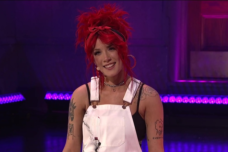 Halsey on SNL: She hosted, sang, and painted a giant upside-down portrait