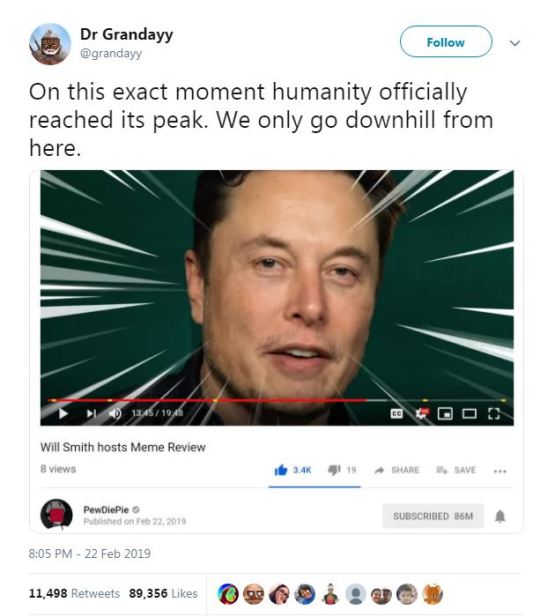 PewDiePie features Elon Musk and Rick and Morty’s Justin Roiland on Meme Review and fans can’t handle it