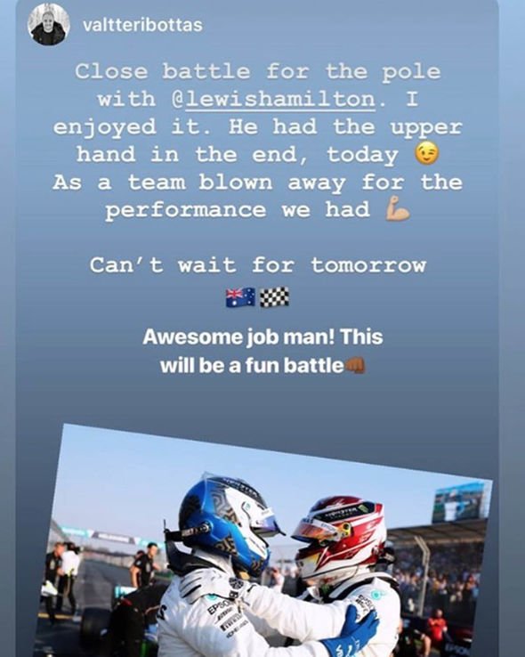 Lewis Hamilton responds to Valtteri Bottas message after Australian GP battle