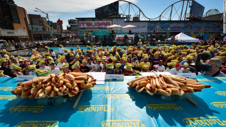 Image result for Nathan's Famous hot dog eating contest