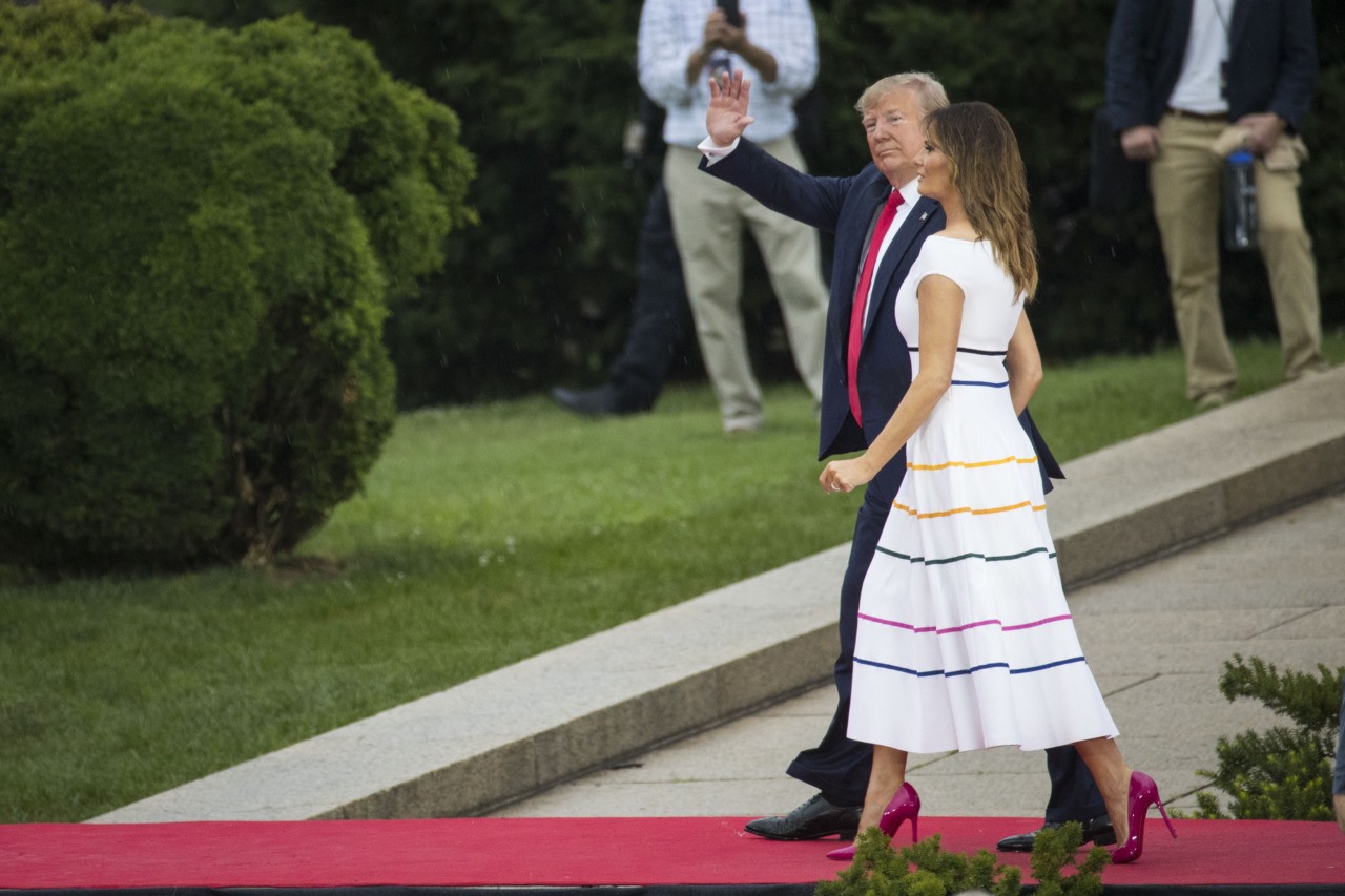 Fashion Notes: Melania Trump Defies the July 4th Rain in Rainbow Style