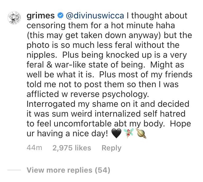 Grimes Announces Shes Knocked Up and Shares Photo of Her Pregnant Belly