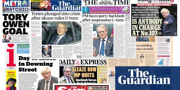 ‘Is anybody in charge at No 10?’: What papers say about Owen Paterson U-turn